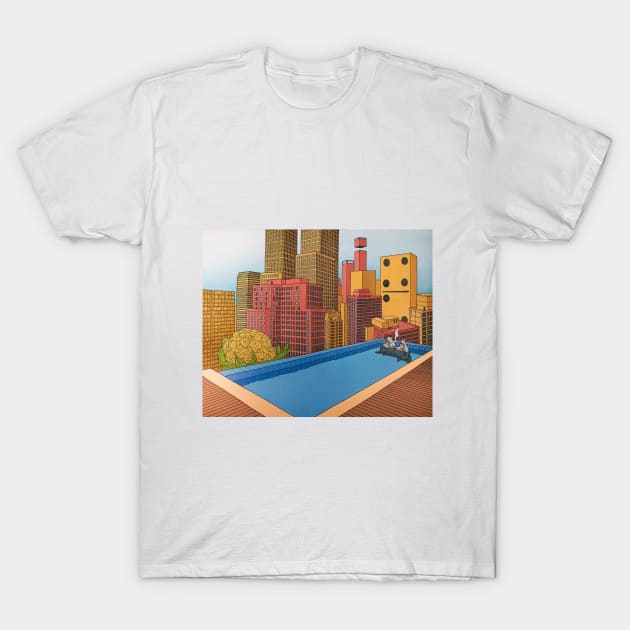 raccoons on the roof T-Shirt by Maksym